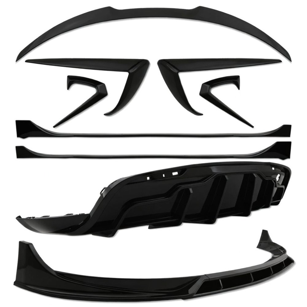 Tesla Model Y Aero Body Kit Front Splitter Diffuser Side Skirts Spoiler Gloss Black 2020–2024