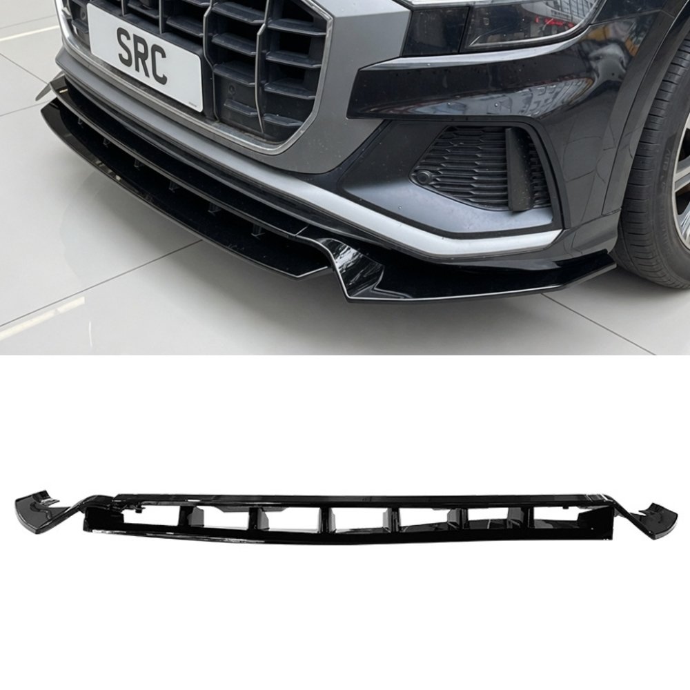 Audi Q8 SQ8 S Line Front Bumper Lip Splitter Gloss Black 4 Piece Kit 2018–2023