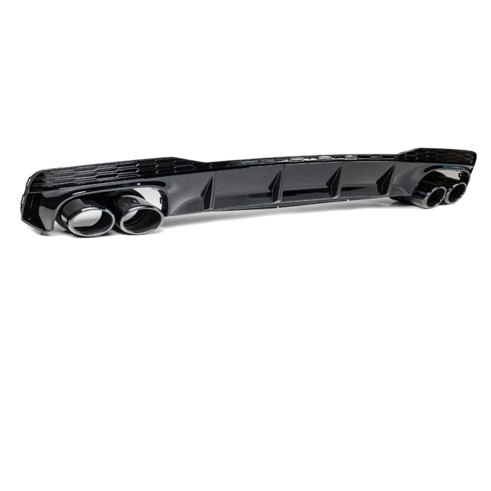 Audi A7 4K S Line S7 Style Rear Diffuser with Black Exhaust Tips Gloss Black 2019–2024