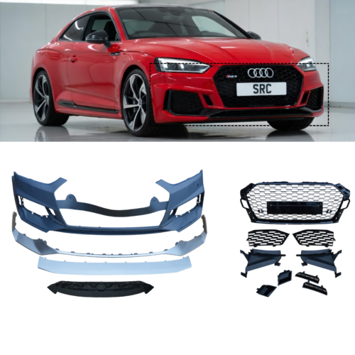 Audi A5 8W F5 B9 RS5 Style Front Bumper Body Kit & Gloss Black Grille 2017–2019