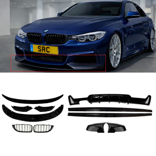 BMW 4 Series F32 M Performance Body Kit Front Lip Splitter Grille Gloss Black 2013–2020