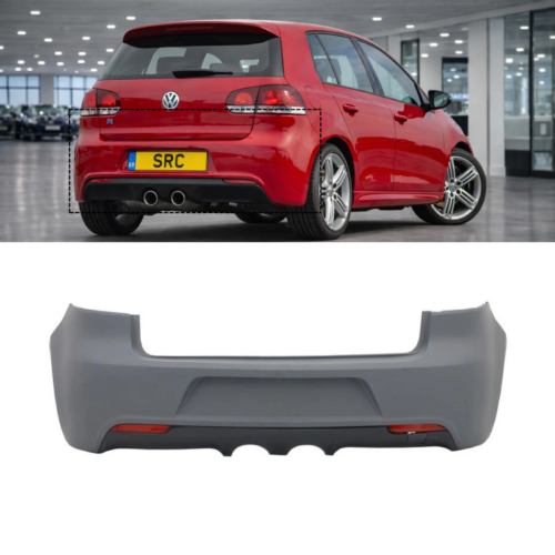 VW Golf MK6 R20 Look Rear Bumper with Gloss Black Diffuser GTI TSI TDI 2008–2013