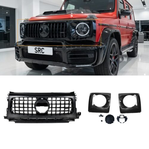 Mercedes G-Class W463A GT Style Front Grille & Headlight Covers Gloss Black 2019–2024