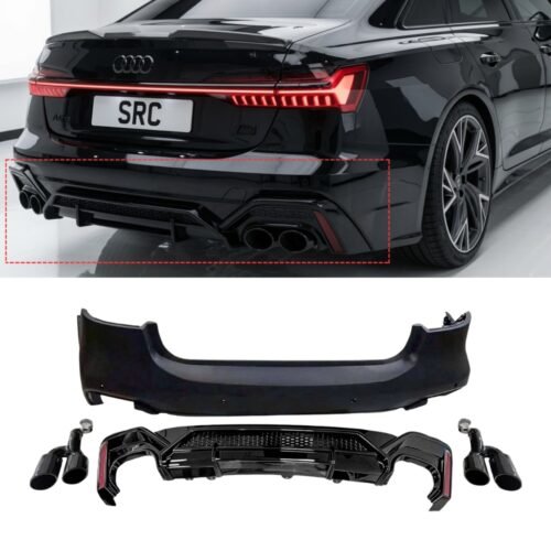 Audi A7 S7 C8 4K8 RS7 ABT Style Rear Bumper Diffuser with Black Tailpipes 2018+
