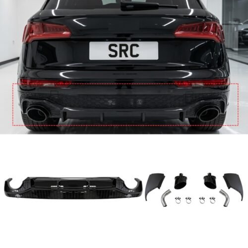 Audi Q5 FY RSQ5 Style Honeycomb Rear Diffuser with Black Exhaust Tailpipes 2021–2025