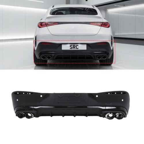 Mercedes GLC Coupe C254 AMG Line GLC43 Style Rear Diffuser with Black Quad Tailpipes Gloss Black 2022+