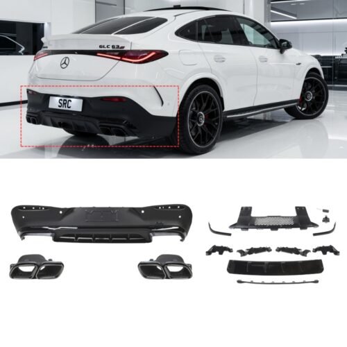 Mercedes GLC Coupe C254 AMG Line GLC63 Style Rear Diffuser with Black Quad Tailpipes Gloss Black 2022+