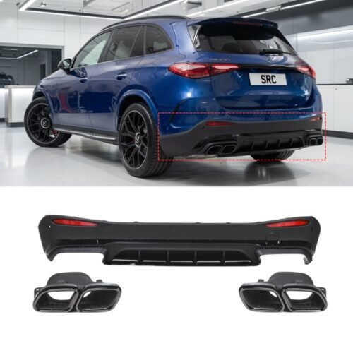 Mercedes GLC SUV X254 AMG Line GLC63 Style Rear Diffuser with Black Quad Tailpipes Gloss Black 2022+