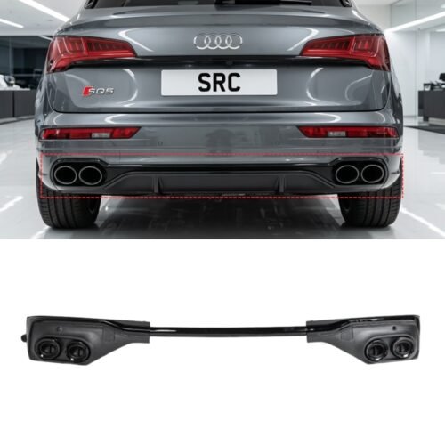 Audi Q5 Sportback FY S Line SQ5 Style Rear Diffuser with Black Quad Tailpipes Gloss Black 2021–2024