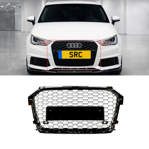 Audi A1 S1 8X RS1 Style Honeycomb Mesh Front Grille Gloss Black 2015–2018