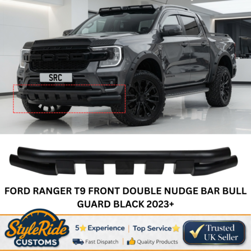FORD RANGER T9 FRONT DOUBLE NUDGE BAR BULL GUARD BLACK 2023+