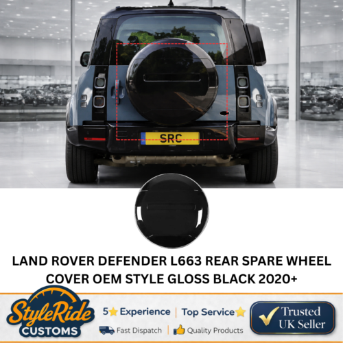 LAND ROVER DEFENDER L663 90 110 130 SPARE WHEEL COVER GLOSS BLACK 2020+